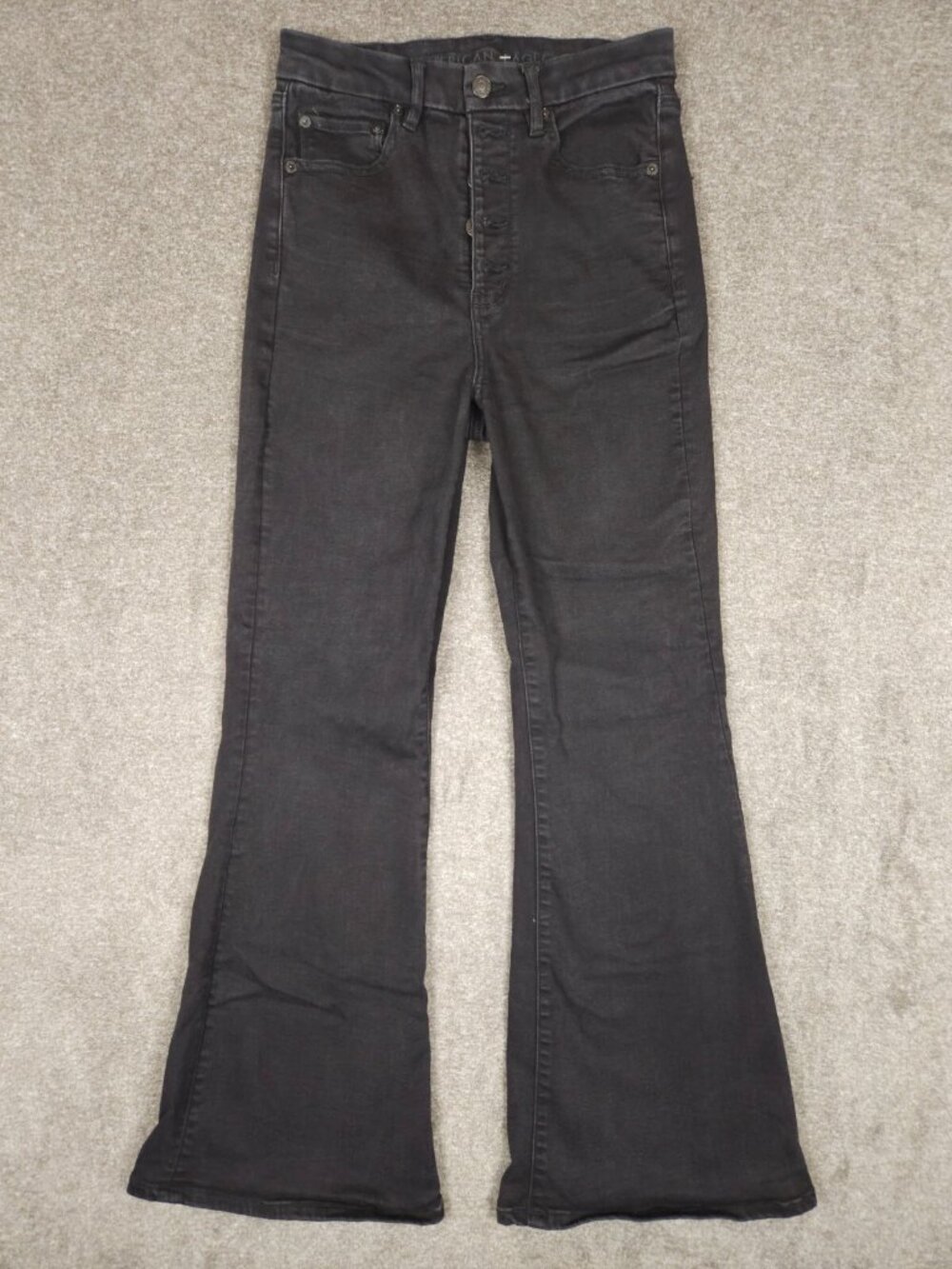 American Eagle Curvy Highest Rise Flare Jeans Women's Size 6 (26x29) Black Denim
